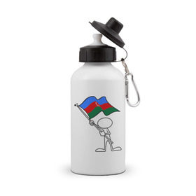 Бутылка спортивная с принтом Waving flag - Azerbaijan , металл | емкость — 500 мл, в комплекте две пластиковые крышки и карабин для крепления | азербайджан | азеры | баку | восток | символ | флаг | человечек