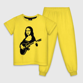Детская пижама хлопок с принтом Мона лиза с гитарой , 100% хлопок |  брюки и футболка прямого кроя, без карманов, на брюках мягкая резинка на поясе и по низу штанин
 | гитара
