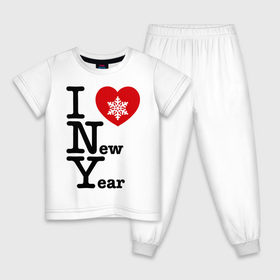 Детская пижама хлопок с принтом I love New Year , 100% хлопок |  брюки и футболка прямого кроя, без карманов, на брюках мягкая резинка на поясе и по низу штанин
 | 2012 | new year | год дракона | нг | новогодний | новый 2012 | новый год | снежинка
