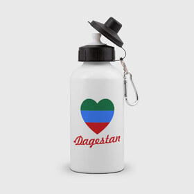 Бутылка спортивная с принтом Dagestan Flag Heart , металл | емкость — 500 мл, в комплекте две пластиковые крышки и карабин для крепления | 05 регион | даг | дагестан | дагестанец | даги | с любовью к дагестанцамкавказ | сердце | флаг