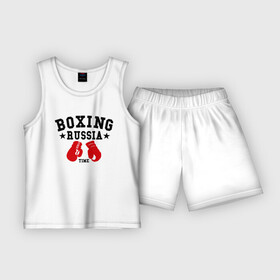 Детская пижама с шортами хлопок с принтом Boxing Russia time ,  |  | boxing | boxing russia time | kickboxing | mix fight | бокс | боксер | кик бокс | кикбокс