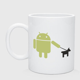 Кружка с принтом Android с собакой , керамика | объем — 330 мл, диаметр — 80 мм. Принт наносится на бока кружки, можно сделать два разных изображения | android | админу | андроид | прикольные | собака