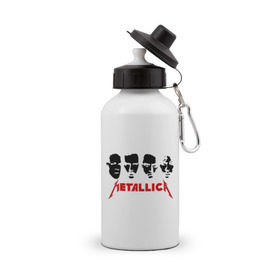 Бутылка спортивная с принтом Metallica (Лица) , металл | емкость — 500 мл, в комплекте две пластиковые крышки и карабин для крепления | металлика