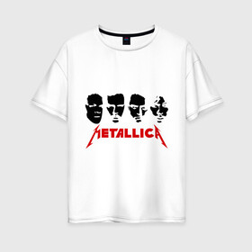 Женская футболка хлопок Oversize с принтом Metallica (Лица) , 100% хлопок | свободный крой, круглый ворот, спущенный рукав, длина до линии бедер
 | металлика