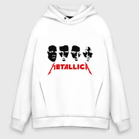 Мужское худи Oversize хлопок с принтом Metallica (Лица) , френч-терри — 70% хлопок, 30% полиэстер. Мягкий теплый начес внутри —100% хлопок | боковые карманы, эластичные манжеты и нижняя кромка, капюшон на магнитной кнопке | металлика