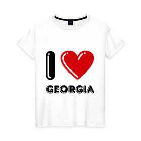 Женская футболка хлопок с принтом I love Georgia , 100% хлопок | прямой крой, круглый вырез горловины, длина до линии бедер, слегка спущенное плечо | georgia | i love | i love georgia | америка | сша | штат джорджия | я люблю джорджию