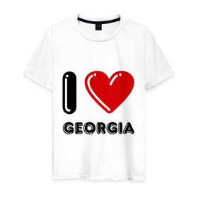 Мужская футболка хлопок с принтом I love Georgia , 100% хлопок | прямой крой, круглый вырез горловины, длина до линии бедер, слегка спущенное плечо. | georgia | i love | i love georgia | америка | сша | штат джорджия | я люблю джорджию