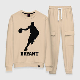 Женский костюм хлопок с принтом Basketball Star - Kobe Bryant , 100% хлопок | на свитшоте круглая горловина, мягкая резинка по низу. Брюки заужены к низу, на них два вида карманов: два 