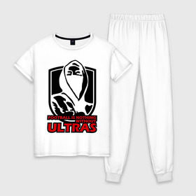 Женская пижама хлопок с принтом Football Ultras , 100% хлопок | брюки и футболка прямого кроя, без карманов, на брюках мягкая резинка на поясе и по низу штанин | ультрас