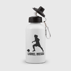 Бутылка спортивная с принтом Lionel Messi - лучший футболист , металл | емкость — 500 мл, в комплекте две пластиковые крышки и карабин для крепления | 