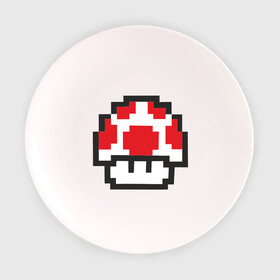 Тарелка 3D с принтом Грибок из игры Марио , фарфор | диаметр - 210 мм
диаметр для нанесения принта - 120 мм | 8 bit | 8 бит | mario | super mario | грибок | грибочек | денди | супер марио