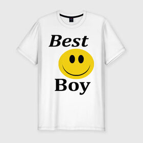 Мужская футболка премиум с принтом Best Boy , 92% хлопок, 8% лайкра | приталенный силуэт, круглый вырез ворота, длина до линии бедра, короткий рукав | best | boy | лучший пареньсмайл | смайлик | улыбка | улыбочка