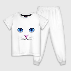Детская пижама хлопок с принтом Кошачьи глаза , 100% хлопок |  брюки и футболка прямого кроя, без карманов, на брюках мягкая резинка на поясе и по низу штанин
 | cat | глаза | глаза кошки | кот | котенок | котэ | кошак | кошка | кошки
