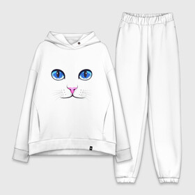 Женский костюм хлопок Oversize с принтом Кошачьи глаза ,  |  | cat | глаза | глаза кошки | кот | котенок | котэ | кошак | кошка | кошки