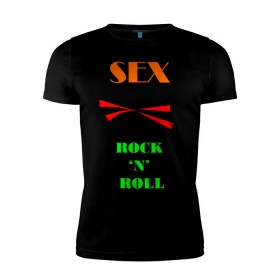 Мужская футболка премиум с принтом Sex, пельмени and rock`n`roll , 92% хлопок, 8% лайкра | приталенный силуэт, круглый вырез ворота, длина до линии бедра, короткий рукав | хиппи