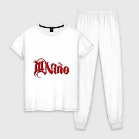 Женская пижама хлопок с принтом Ill Nino , 100% хлопок | брюки и футболка прямого кроя, без карманов, на брюках мягкая резинка на поясе и по низу штанин | 