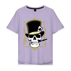 Мужская футболка хлопок Oversize с принтом Poker cherep , 100% хлопок | свободный крой, круглый ворот, “спинка” длиннее передней части | скелет