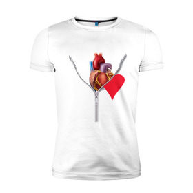 Мужская футболка премиум с принтом Сердце и молния , 92% хлопок, 8% лайкра | приталенный силуэт, круглый вырез ворота, длина до линии бедра, короткий рукав | замок | молния | сердечко | сердце