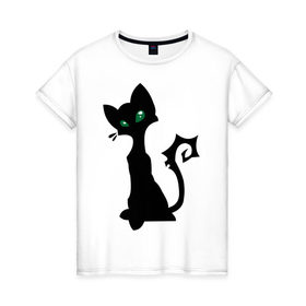 Женская футболка хлопок с принтом Гламурная кошечка , 100% хлопок | прямой крой, круглый вырез горловины, длина до линии бедер, слегка спущенное плечо | киса | котенок | кошечка | кошка