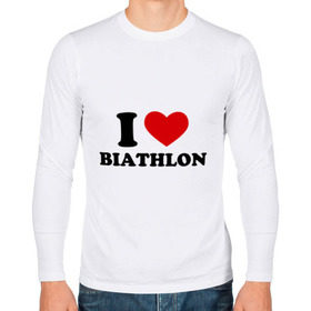 Мужской лонгслив хлопок с принтом Я люблю Биатлон — I love Biathlon , 100% хлопок |  | биатлон | биатлонисты | я люблю