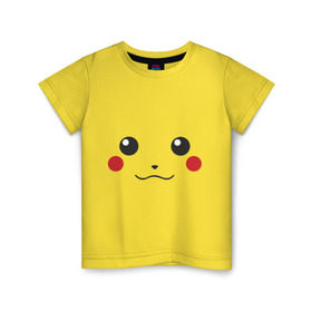 Детская футболка хлопок с принтом Покемоны - Пикачу , 100% хлопок | круглый вырез горловины, полуприлегающий силуэт, длина до линии бедер | Тематика изображения на принте: pokemon | пика | пикачу | покемон | покимон