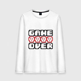 Мужской лонгслив хлопок с принтом С надписью Game over , 100% хлопок |  | game over | игра | игра окончена | играть | проигравший | проиграть | черепа