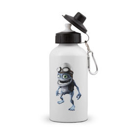 Бутылка спортивная с принтом Crazy frog , металл | емкость — 500 мл, в комплекте две пластиковые крышки и карабин для крепления | crazy frog | крейзи фрог | крэйзи фрог | лягушка