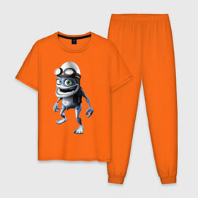 Мужская пижама хлопок с принтом Crazy frog , 100% хлопок | брюки и футболка прямого кроя, без карманов, на брюках мягкая резинка на поясе и по низу штанин
 | crazy frog | крейзи фрог | крэйзи фрог | лягушка