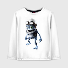 Детский лонгслив хлопок с принтом Crazy frog , 100% хлопок | круглый вырез горловины, полуприлегающий силуэт, длина до линии бедер | Тематика изображения на принте: crazy frog | крейзи фрог | крэйзи фрог | лягушка