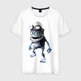 Мужская футболка хлопок с принтом Crazy frog , 100% хлопок | прямой крой, круглый вырез горловины, длина до линии бедер, слегка спущенное плечо. | crazy frog | крейзи фрог | крэйзи фрог | лягушка