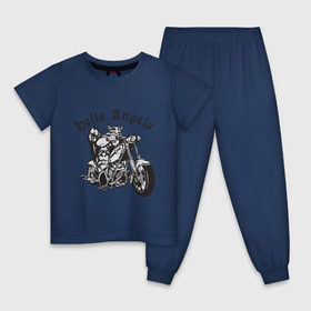 Детская пижама хлопок с принтом Hells Angels , 100% хлопок |  брюки и футболка прямого кроя, без карманов, на брюках мягкая резинка на поясе и по низу штанин
 | ад | ангел | байк