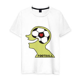 Мужская футболка хлопок с принтом Я люблю футбол (2) , 100% хлопок | прямой крой, круглый вырез горловины, длина до линии бедер, слегка спущенное плечо. | 