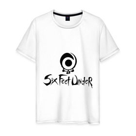 Мужская футболка хлопок с принтом Six Feet Under , 100% хлопок | прямой крой, круглый вырез горловины, длина до линии бедер, слегка спущенное плечо. | dea | rock | six feet under | дэт метал | логотип | рок