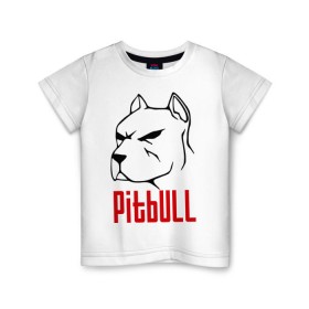 Детская футболка хлопок с принтом Pitbull (Питбуль) , 100% хлопок | круглый вырез горловины, полуприлегающий силуэт, длина до линии бедер | Тематика изображения на принте: спартак