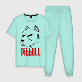 Мужская пижама хлопок с принтом Pitbull (Питбуль) , 100% хлопок | брюки и футболка прямого кроя, без карманов, на брюках мягкая резинка на поясе и по низу штанин
 | Тематика изображения на принте: спартак