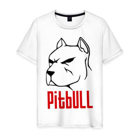 Мужская футболка хлопок с принтом Pitbull (Питбуль) , 100% хлопок | прямой крой, круглый вырез горловины, длина до линии бедер, слегка спущенное плечо. | Тематика изображения на принте: спартак