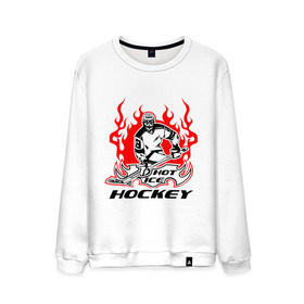 Мужской свитшот хлопок с принтом Жаркий лёд хоккея , 100% хлопок |  | ice hockey | жаркий дед | огонь | пламя | хоккеист | хоккей | шайба