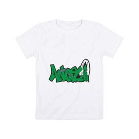 Детская футболка хлопок с принтом Angel graffiti , 100% хлопок | круглый вырез горловины, полуприлегающий силуэт, длина до линии бедер | 