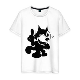 Мужская футболка хлопок с принтом Cat Fekix , 100% хлопок | прямой крой, круглый вырез горловины, длина до линии бедер, слегка спущенное плечо. | felix | кот феликс | феликс