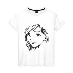 Женская футболка хлопок с принтом Anime девочка , 100% хлопок | прямой крой, круглый вырез горловины, длина до линии бедер, слегка спущенное плечо | anime | аниме | лицо | лицо девушки в стиле аниме.девушка