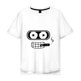 Мужская футболка хлопок Oversize с принтом Bender , 100% хлопок | свободный крой, круглый ворот, “спинка” длиннее передней части | Тематика изображения на принте: bender | benderмультик | futurama | бендер | мультфильм | футурама
