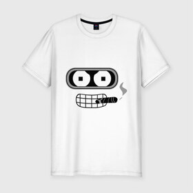 Мужская футболка премиум с принтом Bender , 92% хлопок, 8% лайкра | приталенный силуэт, круглый вырез ворота, длина до линии бедра, короткий рукав | bender | benderмультик | futurama | бендер | мультфильм | футурама