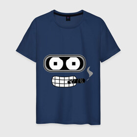 Мужская футболка хлопок с принтом Bender , 100% хлопок | прямой крой, круглый вырез горловины, длина до линии бедер, слегка спущенное плечо. | bender | benderмультик | futurama | бендер | мультфильм | футурама