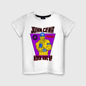 Детская футболка хлопок с принтом Джон Сина. NEVER GIVE UP , 100% хлопок | круглый вырез горловины, полуприлегающий силуэт, длина до линии бедер | джон сина