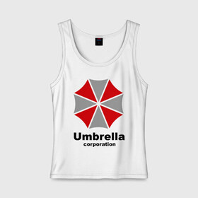 Женская майка хлопок с принтом Umbrella corporation , 95% хлопок, 5% эластан |  | resident evil | umbrella corporation | амбрелла | корпорация | логотип | обитель зла
