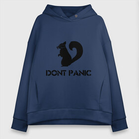 Женское худи Oversize хлопок с принтом Don`t panic , френч-терри — 70% хлопок, 30% полиэстер. Мягкий теплый начес внутри —100% хлопок | боковые карманы, эластичные манжеты и нижняя кромка, капюшон на магнитной кнопке | dont panic | без паники | белка | противогаз