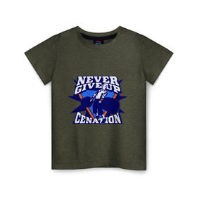 Детская футболка хлопок с принтом WWE John Cena Never Give Up , 100% хлопок | круглый вырез горловины, полуприлегающий силуэт, длина до линии бедер | wwe | бои без правил | джон сина
