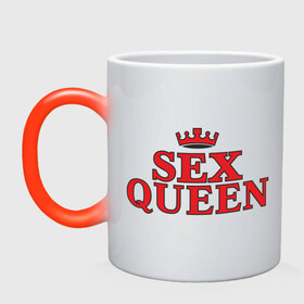 Кружка хамелеон с принтом Sex queen , керамика | меняет цвет при нагревании, емкость 330 мл | Тематика изображения на принте: королева | корона