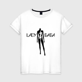 Женская футболка хлопок с принтом Lady Gaga (7) , 100% хлопок | прямой крой, круглый вырез горловины, длина до линии бедер, слегка спущенное плечо | 