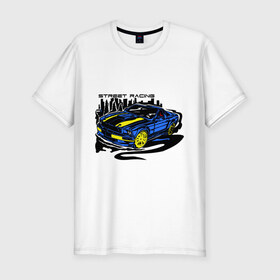 Мужская футболка премиум с принтом Street racing car (2) , 92% хлопок, 8% лайкра | приталенный силуэт, круглый вырез ворота, длина до линии бедра, короткий рукав | 